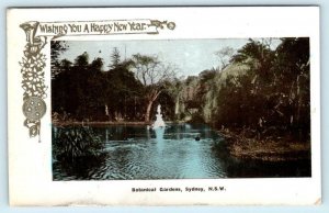 RPPC  SYDNEY, N.S.W. Australia BOTANICAL GARDENS Happy New Year 1911 Postcard