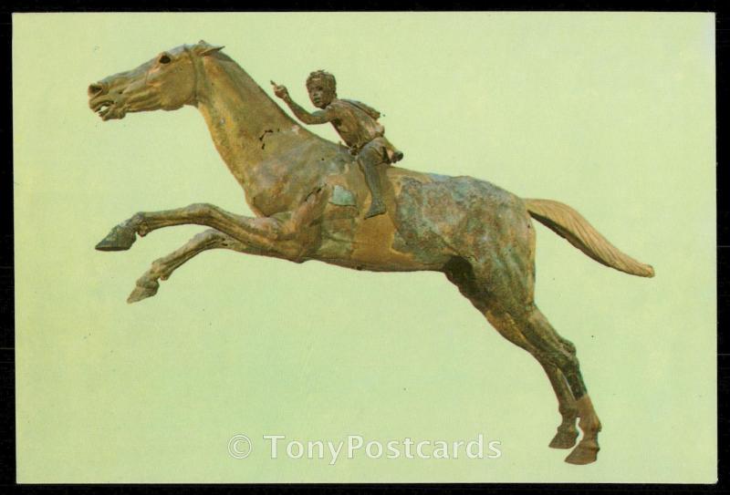 Athens, National Museum - Bronze race horse with small jockey.