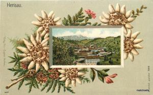 c-1908 GERMANY Floral Border inset view Herisau postcard 1189