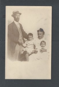 Real Picture Post Card Unknown Family Husband & Wife W/2 Young Children