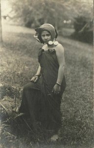 indonesia, SUMATRA, Young Native Batak Girl, Jewelry (1923) RPPC Postcard