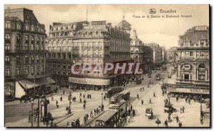 Old Postcard Brussels Place de la Bourse and the Boulevard Anspach