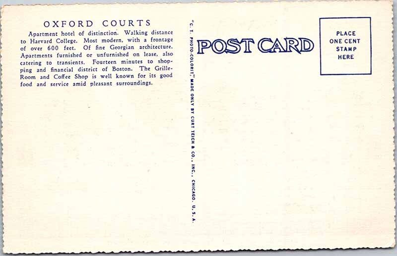 Postcard BUILDING SCENE Cambridge Massachusetts MA AM5407