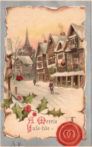 Vintage Postcard 1910's A Merrie Yule Tide Season Merry Christmas Greetings