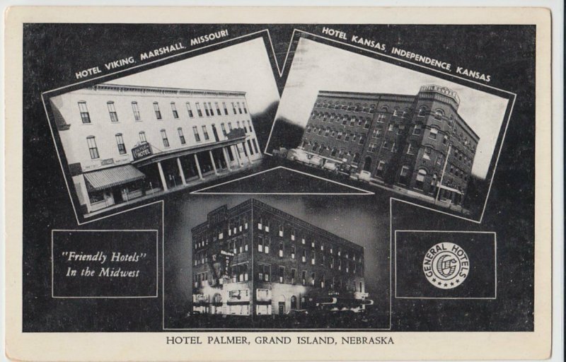 Old GRAND ISLAND Nebraska Nebr Postcard Hotels 3View FRIENDLY N1