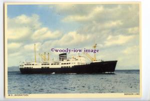 LN0653 - Bergen Line Liner - Midnatsol , built 1949 - postcard