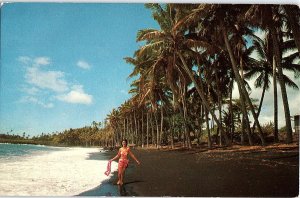 Chrome BEACH SCENE Kalapana Beach - Near Hilo Hawaii HI AH9871