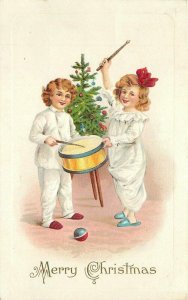 Artist impression Christmas Greeting Children Toy Drum 1914 Postcard 21-5309