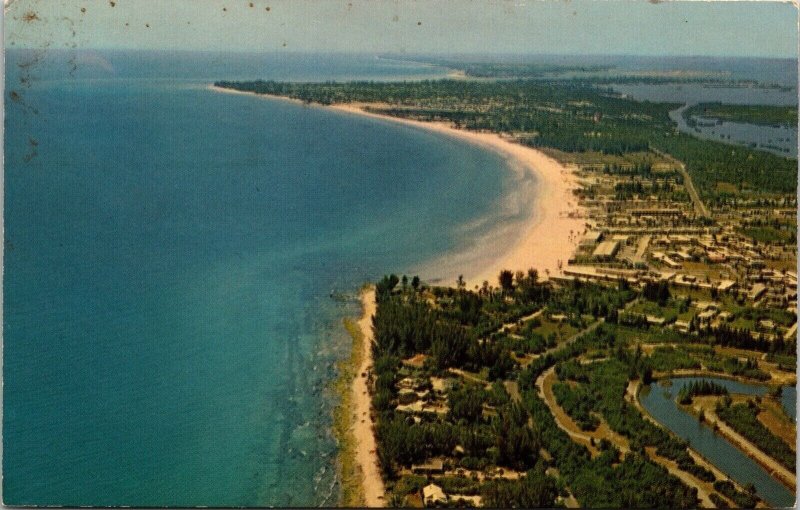 Aerial Scenic View World Famous Crescent Beach Resort Area Sarasota FL Postcard