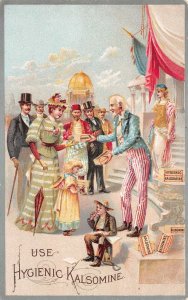 Kalsomine Rubber Paint Adv Uncle Sam Patriotic Vintage Trade Card AA59828