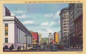 Main Street Looking North Showing Federal Building Salt Lake City Utah