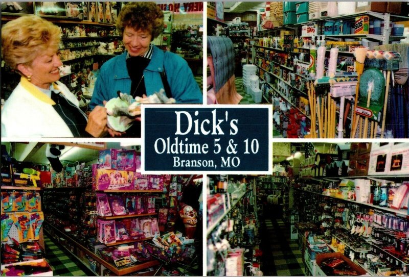 Dick's Oldtime 5 & 10 Branson MO Dime Store Multi View Postcard A70