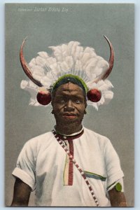 South Africa Postcard Durban Ricksha Boy with Horns c1910 Unposted Antique