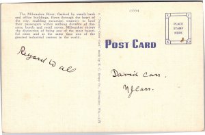 Postcard WI Milwaukee River Looking North