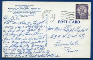 Roanoke Alabama al Mrs Bairds Motor Court & Tourist Home old postcard