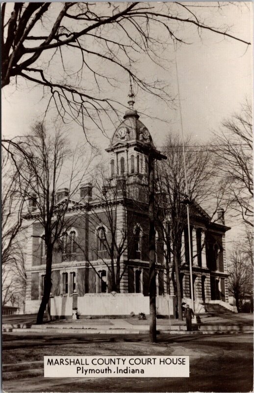 Real Photo Postcard Marshall County Court House in Plymouth, Indiana