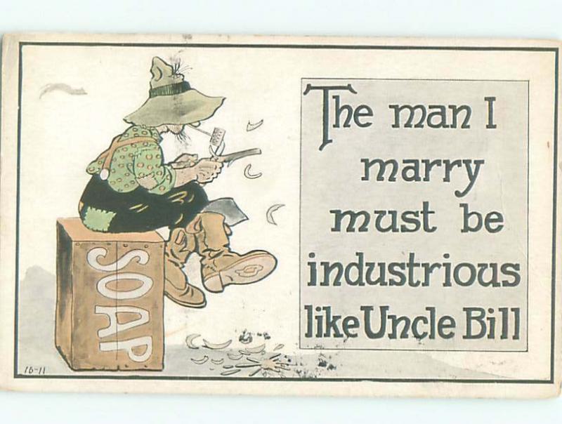 Pre-Linen Comic MAN WHITTLING AB9423