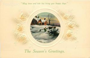 Christmas, The Seasons Greetings, Winter Scene, Embossed, National Series