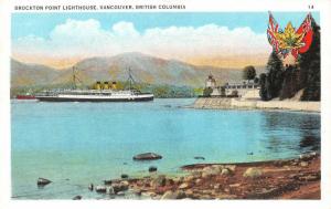 VANCOUVER, BC Canada BROCKTON POINT LIGHTHOUSE Light House~SHIP c1920's Postcard