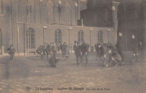 La Louviere Belgium Institut St Joseph Boys Playing Marbles Postcard AA55625