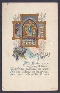 1927 EASTER PRAYER W/STAINED GLASS WINDOW IN MULTI-COLOR & HOPE FOR PEACE