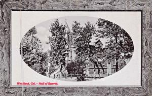 WOODLAND CALIFORNIA~HALL OF RECORDS-FAUX WOOD FRAME PHOTO GLOSSO SERIES POSTCARD