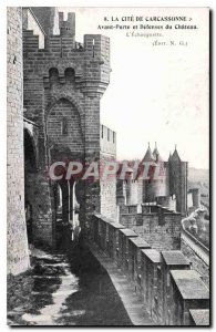 Old Postcard La Cite Carcassonne Front Door and Defenses du Chateau