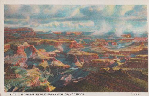 Along The River At Grand Canyon Aerial Painting American Postcard