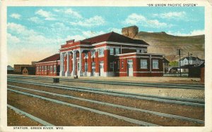 Vintage Postcard; Union Pacific RR  Depot Station Green River WY Sweetwater Co.