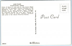 Postcard - Lane Place - Crawfordsville, Indiana
