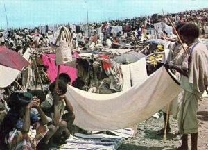 VINTAGE CONTINENTAL SIZE POSTCARD THE BATI MARKET AT WOLLO ETHIOPIA