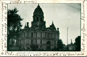 Columbia City Indiana Whitley County Court House 1907 PM Black & Blue Ink - A25