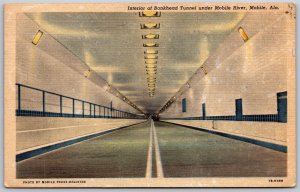 Vtg Alabama AL Bankhead Tunnel under Mobile River 1940s Linen View Postcard