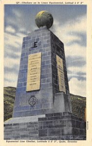 Quito Ecuador 1940s Postcard Equatorial Line Obelisco Obelisk