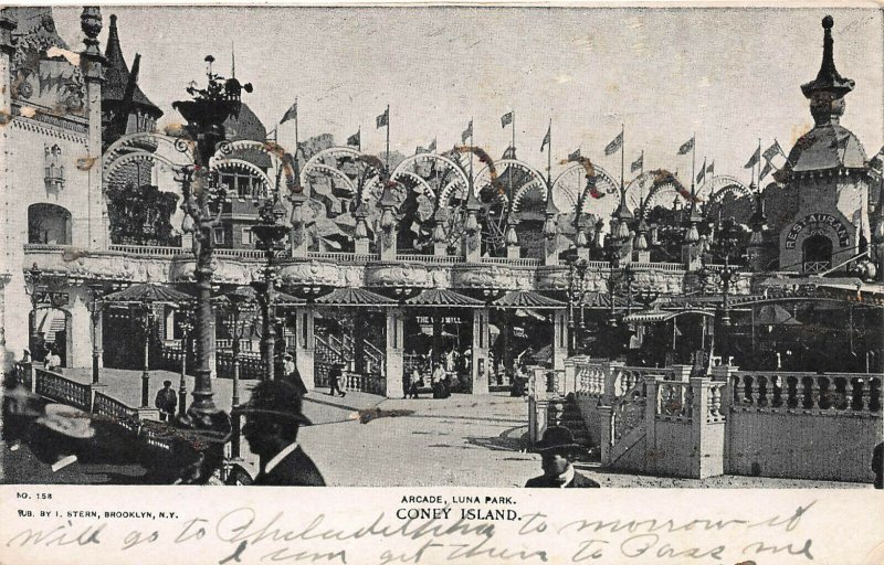 Arcade, Luna Park, Coney Island, Brooklyn, New York, Early Postcard, Unused