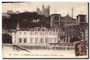 Postcard Old Lyon La Cathedrale St. Jean and the Coteau de Fourviere