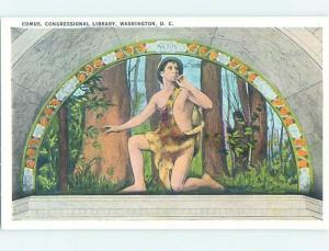 Unused Linen POSTCARD OF PAINTING AT LIBRARY OF CONGRESS Washington DC hs2229