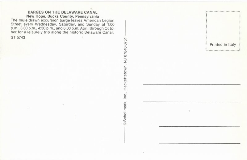 Barges on Delaware Canal New Hope Bucks County Pennsylvania