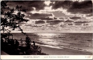 Beach View, Celestial Beauty, Lake Michigan Camera Study c1952 Postcard Q53
