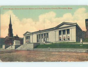 Unused Divided-Back CHURCH SCENE Worcester Massachusetts MA p4922