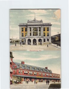 Postcard Philadelphia Pennsylvania Railroad Station Harrisburg Pennsylvania USA