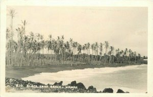 Hawaii Black Sand Beach #15 1940s RPPC Photo Postcard 21-11831