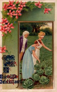 Romantic Couple Embossed Vintage Postcard 09.90