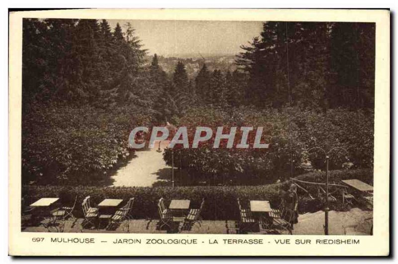 Old Postcard Mulhouse Zoological Garden Terrace overlooking Riedisheim