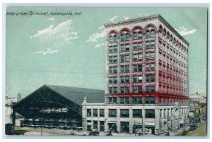 c1950's Interurban Terminal Traction Trolley Building Indianapolis IN Postcard