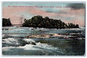 Rapids Above Horseshoe Falls Three Sister Islands Niagara Falls NY Postcard 