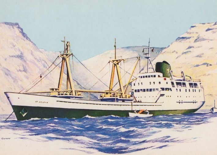 RMS St Helena Ship 1978 Painting Postcard