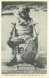 Florida Tarpon Springs Greek Sponge Diver Asheville 1920s Postcard 22-8265