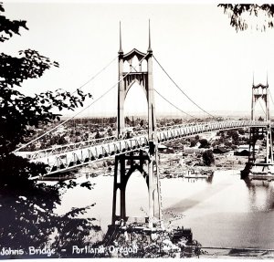 RPPC Saint John's Bridge Portland Oregon 1920s Sawyer Photos Pacific NW PCBG6F