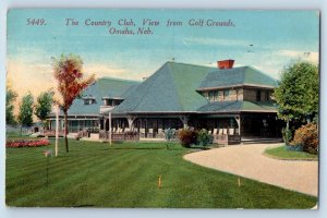 1913 Omaha Nebraska NE Postcard Country Club View Golf Grounds Field Buildings